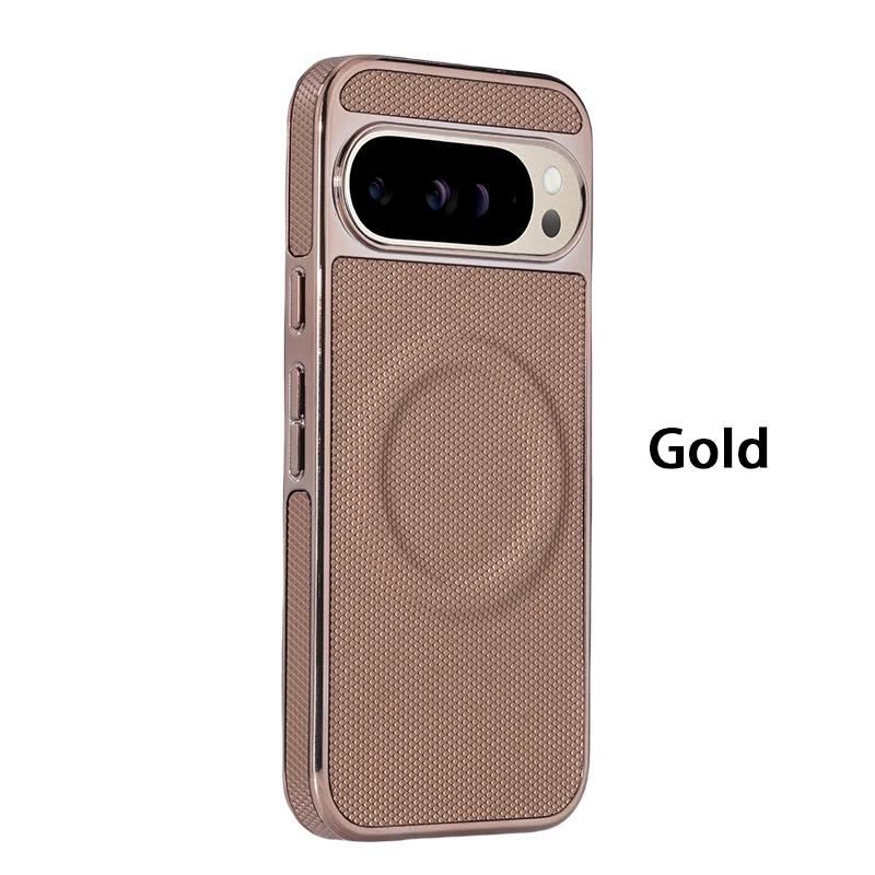 

Чехол для телефона с гальваническим покрытием Soft Edge для Google Pixel 9 Pro XL 9A 9 8 Pro с поддержкой беспроводной зарядки и магнитным кожаным чехлом For Google Pixel 9 Pro XL