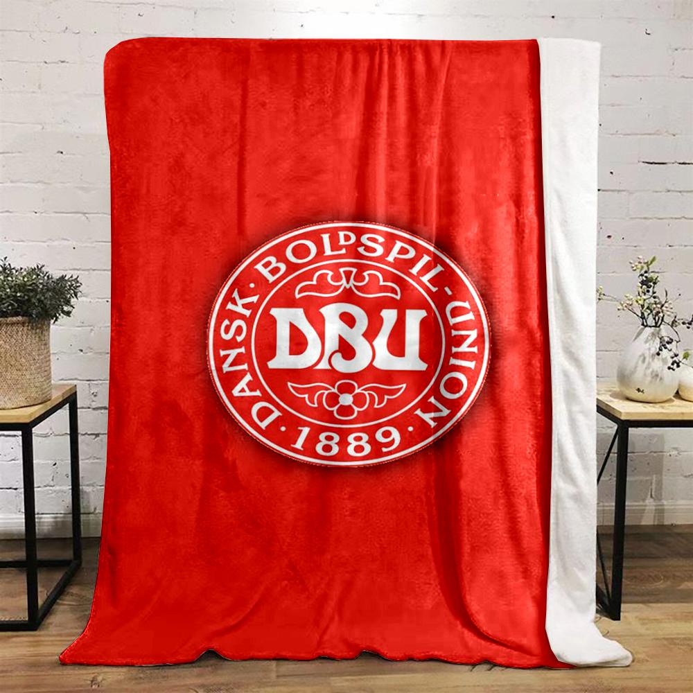 Dansk Boldspil Union Logo on Red Warm blanket Flannel blanket for bedroom, living room, sofa, and nap sofas
