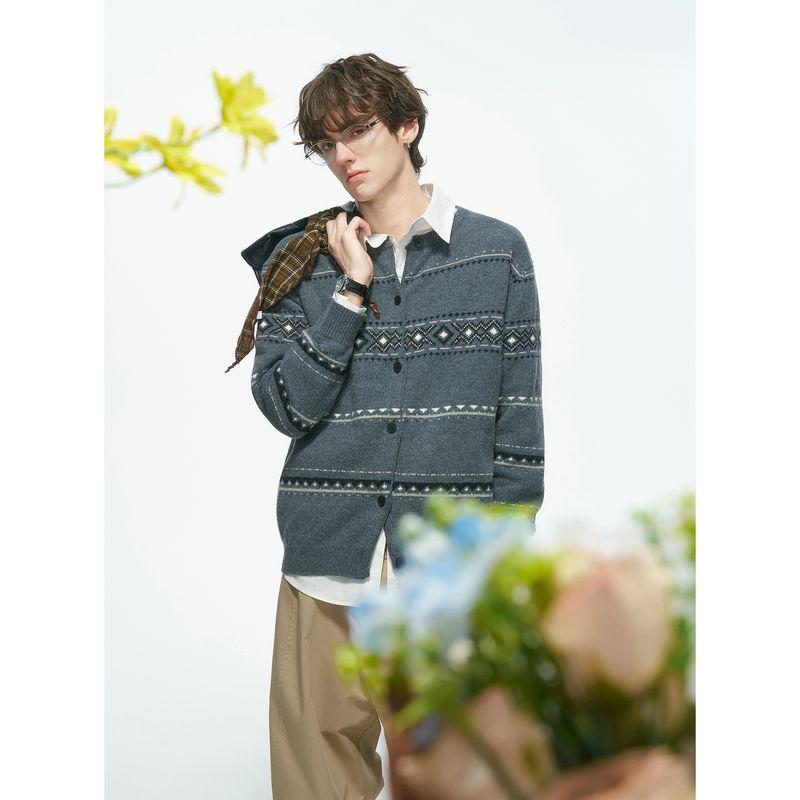 Dream Made Fair Isle Cardigan Sweater for Men, Autumn and Winter Style, Casual Knitwear for Men