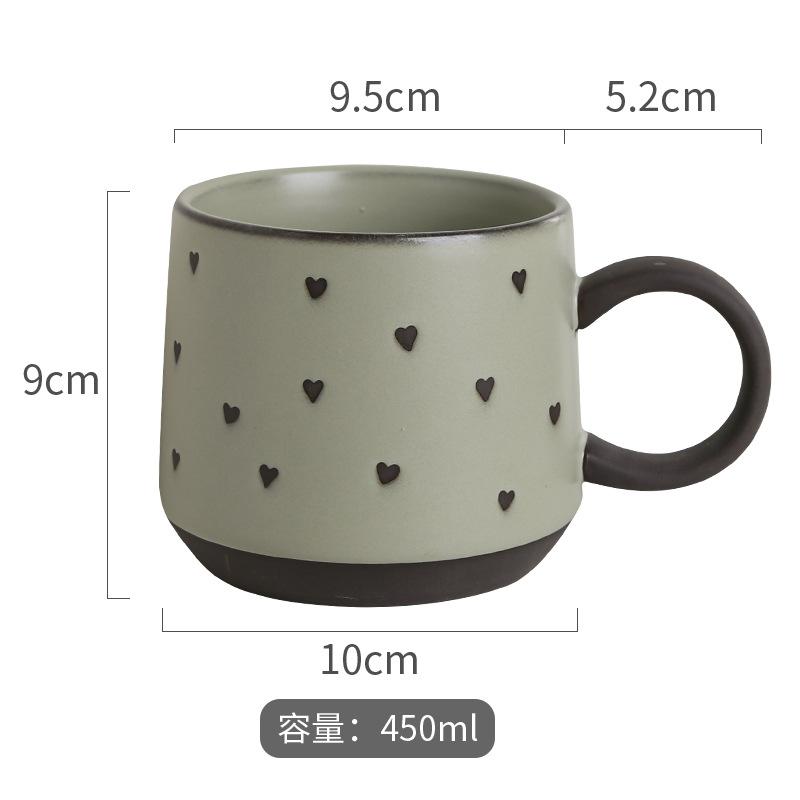 

Underglaze Hand Painted Ceramic Mug Set Coarse Pottery Cute Pattern Large Coffee Cup for Couples Matching Pair Gift 401-500ml