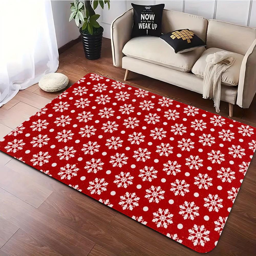 Christmas Red Stripes Area Rug Carpet Non-Slip Washable Carpet for Living Room Bedroom and Home Decor Floor Mat