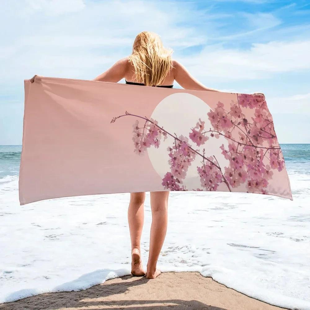 Japanische Kirschblüte Strandtuch Mikrofaser Blume Badetuch Saugfähig Camping Badezimmer Gesichts-Handtücher Schnelltrocknend Schwimm-Abdeckung