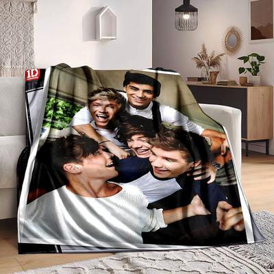 1 peça Manta de Flanela One Direction, Macia e Amiga da Pele com Impressão Digital, Vários Tamanhos Disponíveis para Família, Amigos, Aniversário