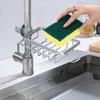 Kitchen Sink Faucet Organizer Detachable Sponge Holder for Kitchen Sink Faucet Drain Rack with Hook for Bathroom Scrubbers Soap