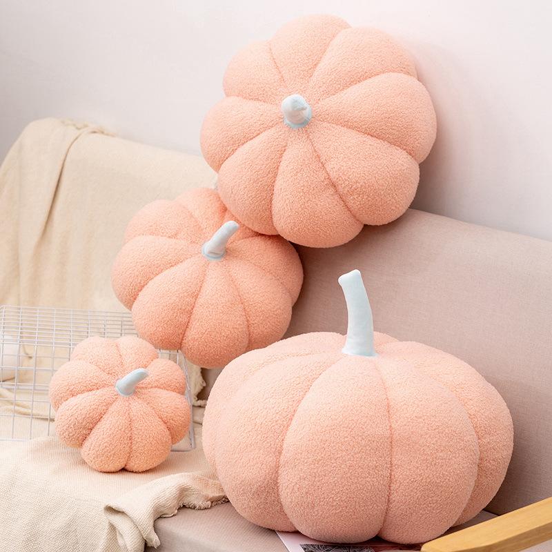 Coussin de dossier en forme de citrouille rose mignon, doux et moelleux, pour canapé, décoration de fête, cadeaux d'Halloween pour filles
