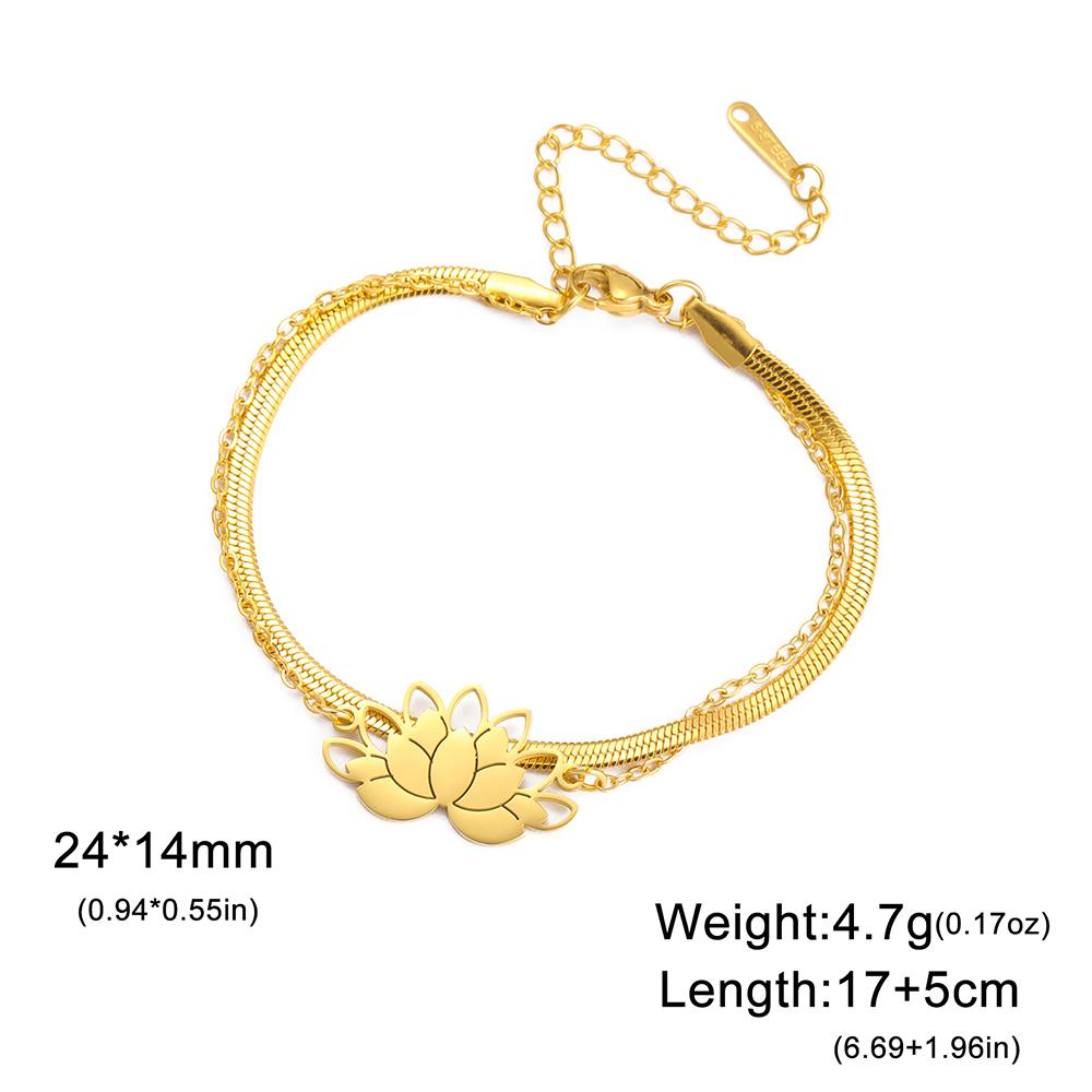 Bracelet Fleur de Lotus Dawapara Charme Lotus Bonne Fortune Bracelet Femme Cadeaux Amoureux Méditation Yoga Bijoux Couple Acier Inoxydable