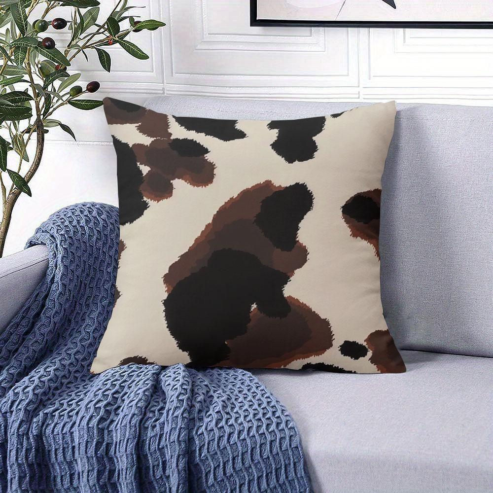Cream cow print square Jacquard Pillow Cover for Sofa Office Waist Cushion Cover Home Decorative Pillowcase
