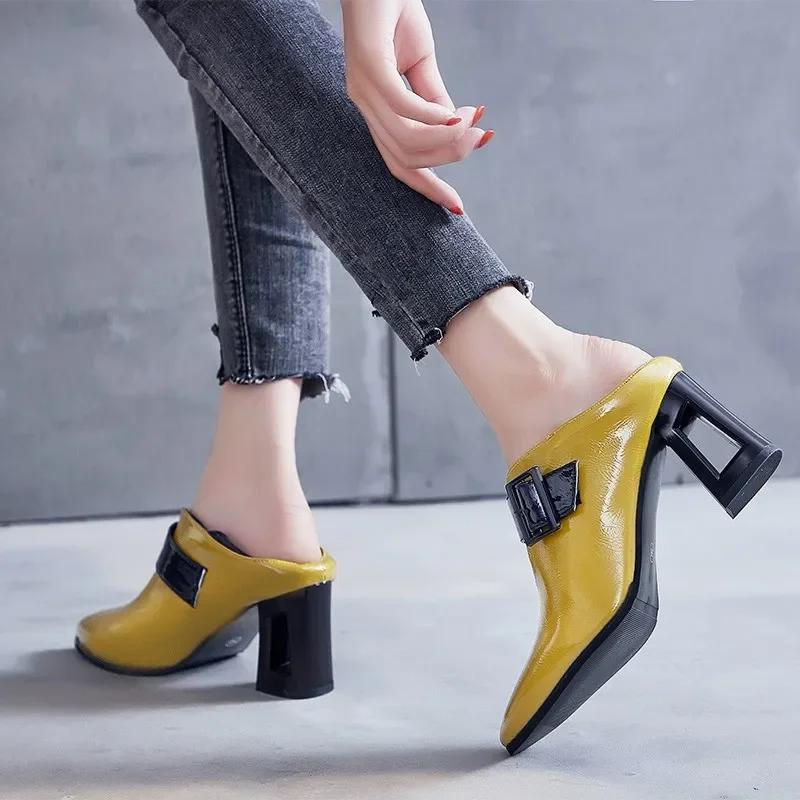 Women's Shoes 2024 Hot Sale Belt Buckle Women's High Heels Fashion Color Matching Office and Career New Pointed Toe Heels Women