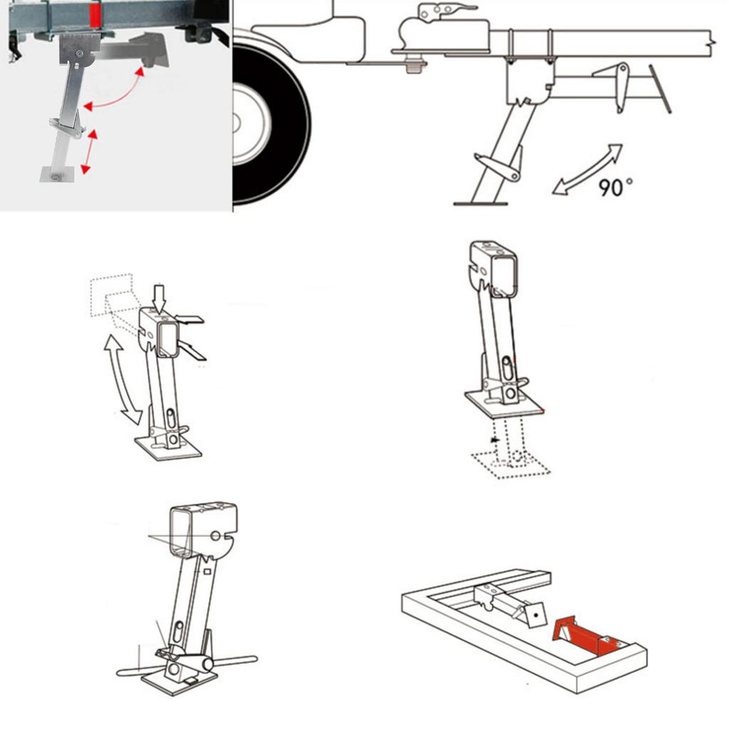 2PCS Stabilizer Jack 650lbs Support 1000lbs Lifting Capacity Galvanized Telescoping Adjustable Swing Down Stabilizer Jack Stand