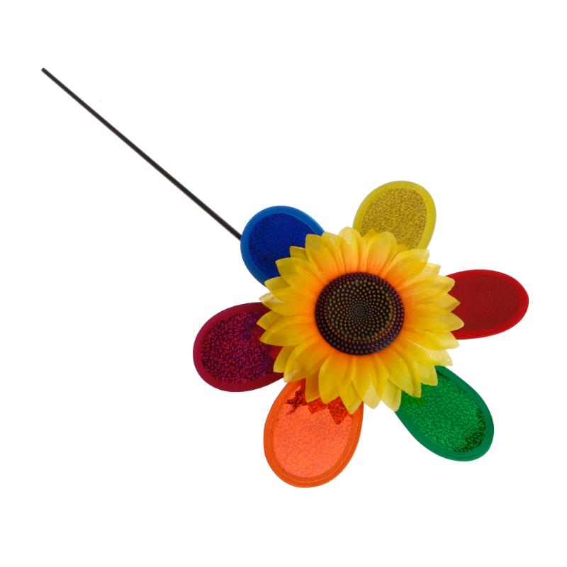 Sequins Spinner Home Garden Yard Decoration Colorful Sunflower Windmill Wind 