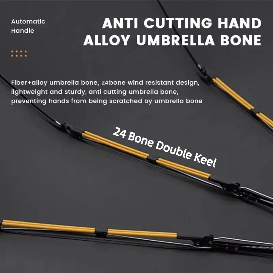 24 Bones Super Windproof Umbrella All Weather Umbrellas Large Size Fully Automatic Umbrella UV Protection Sunshade Travel