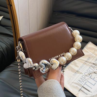 Temperament Simple Foreign Style Pearl Chain Small Bag Women Spring Messenger Bag Small Square Bag Women