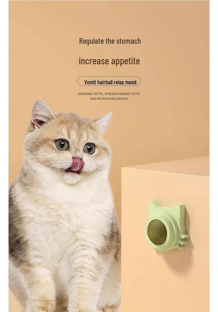 Catnip Wall Ball: Self-Entertainment Toy for Cats, Molar Teaser, Ready-to-Eat, Relieves Boredom