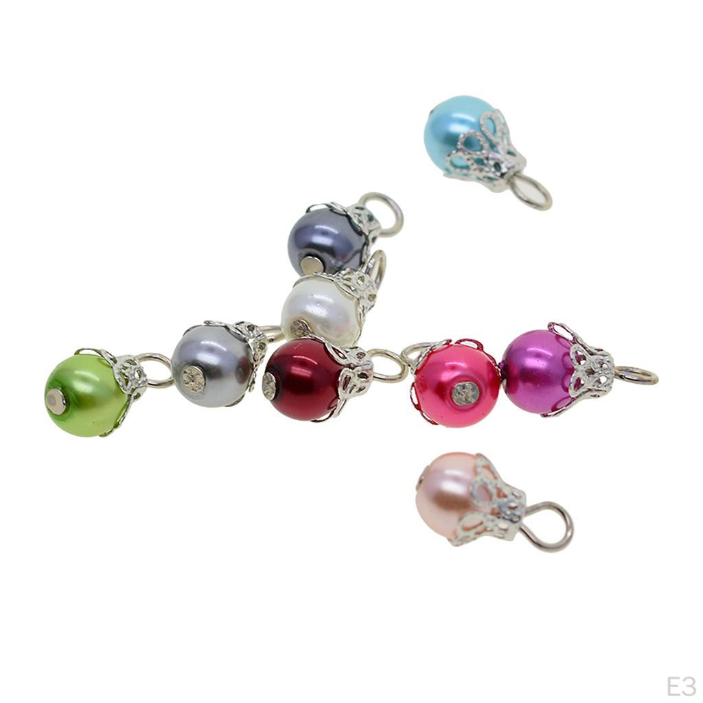50 Piece Beads Dangle Charms Drop Pieces Glass with Wire Loop And Bead Caps for Bracelets