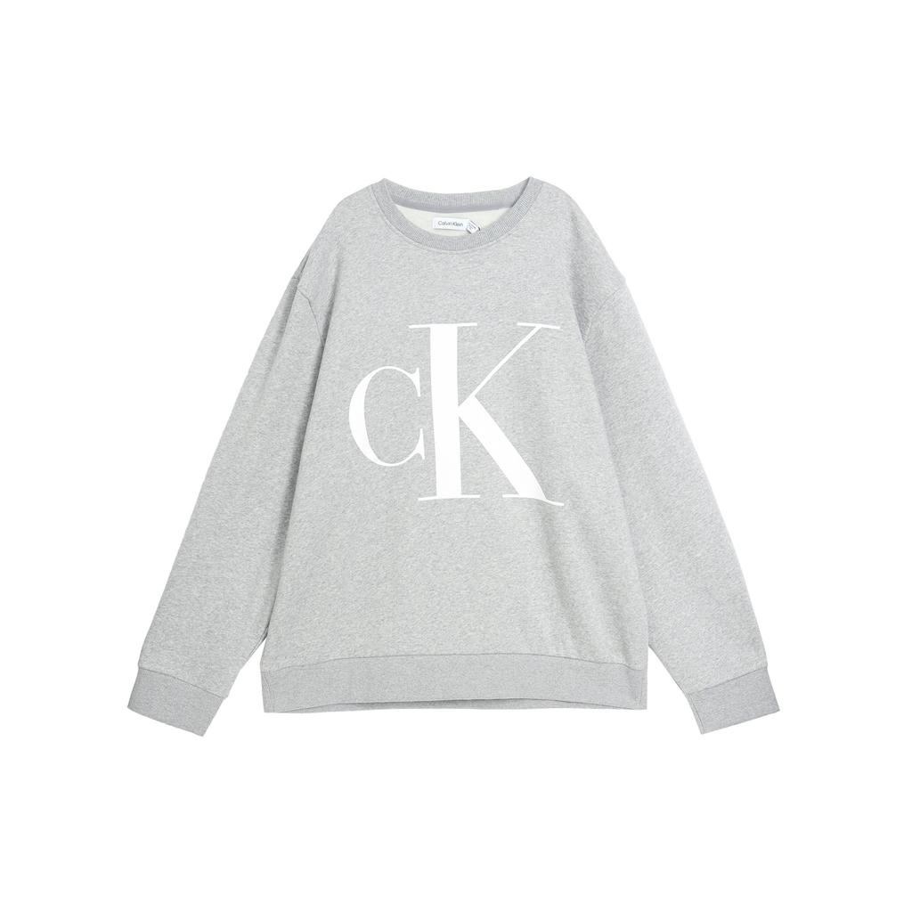 Calvin Klein Ss23 Letter Logo Round Neck Long Sleeve Sweatshirt Men sweatshirt Light-Gray 40JM937-030
