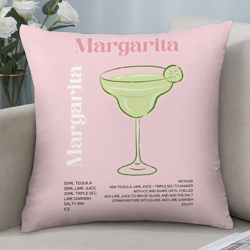 Margarita Cocktail Art Pillow Case Short Plush Pillow Covers Sofa Decorative Gift Home Double-sided Printing Cushion Cover
