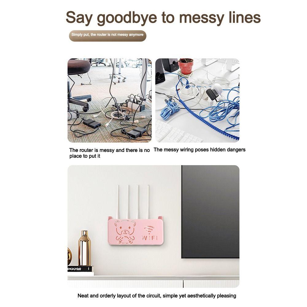 Cartoon Bear Router Rack Punch-Free Power Cable Organizer  for Living Room Decoration