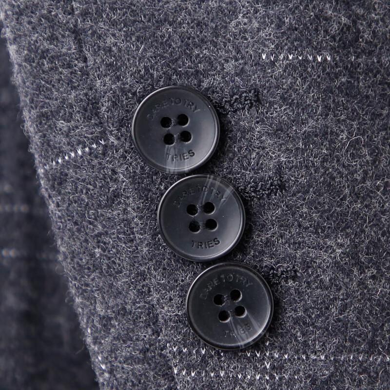 Caizi Men's Mid-Length Plaid Wool Blend Overcoat