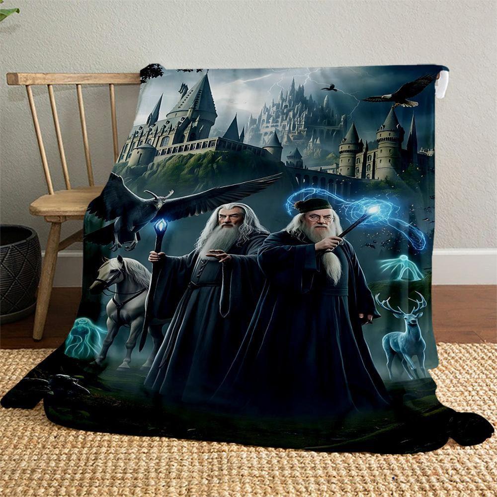 1pc Gandalf Dumbledore Hogwarts Outdoor Flannel Throw Blanket All Season Soft Warmth,Home Decor 1031257
