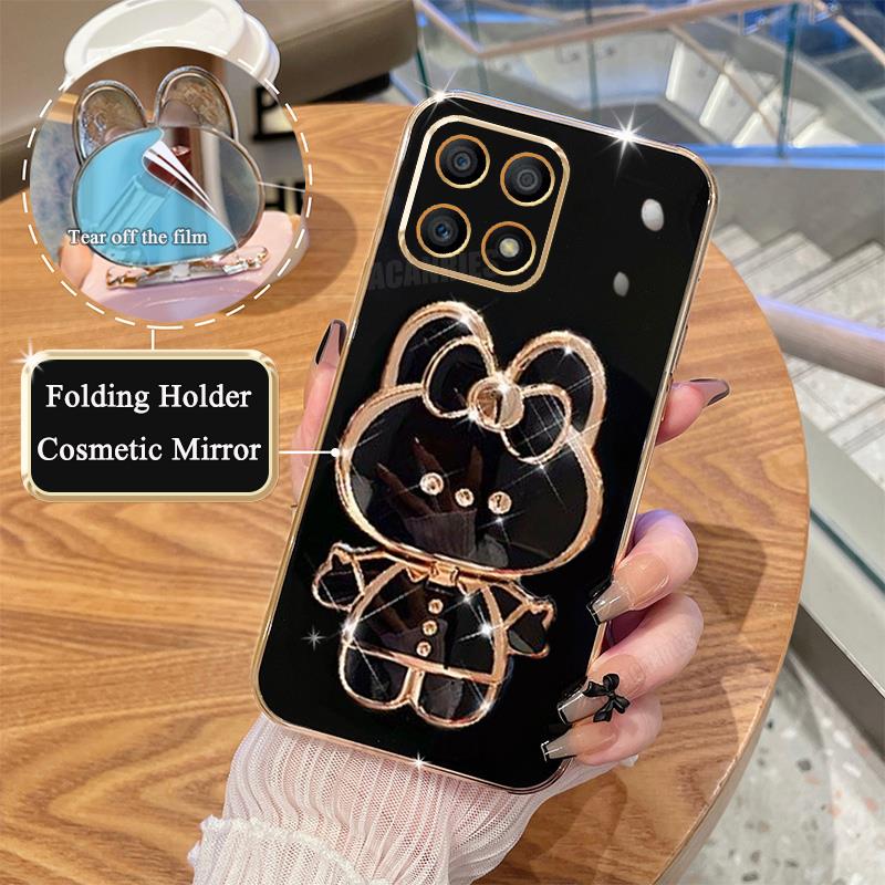 

Honorx8 Роскошный чехол-держатель для зеркала с покрытием для Huawei Honor X8 X8a 4g 5g X6 X6s X7 X7a Plus X9a X9b Силиконовый чехол-подставка Honorx8a honor X6a 5G