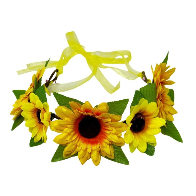 Daisy headband wreath Bohemian sun flower head with scenic seaside vacation photo dress up headband