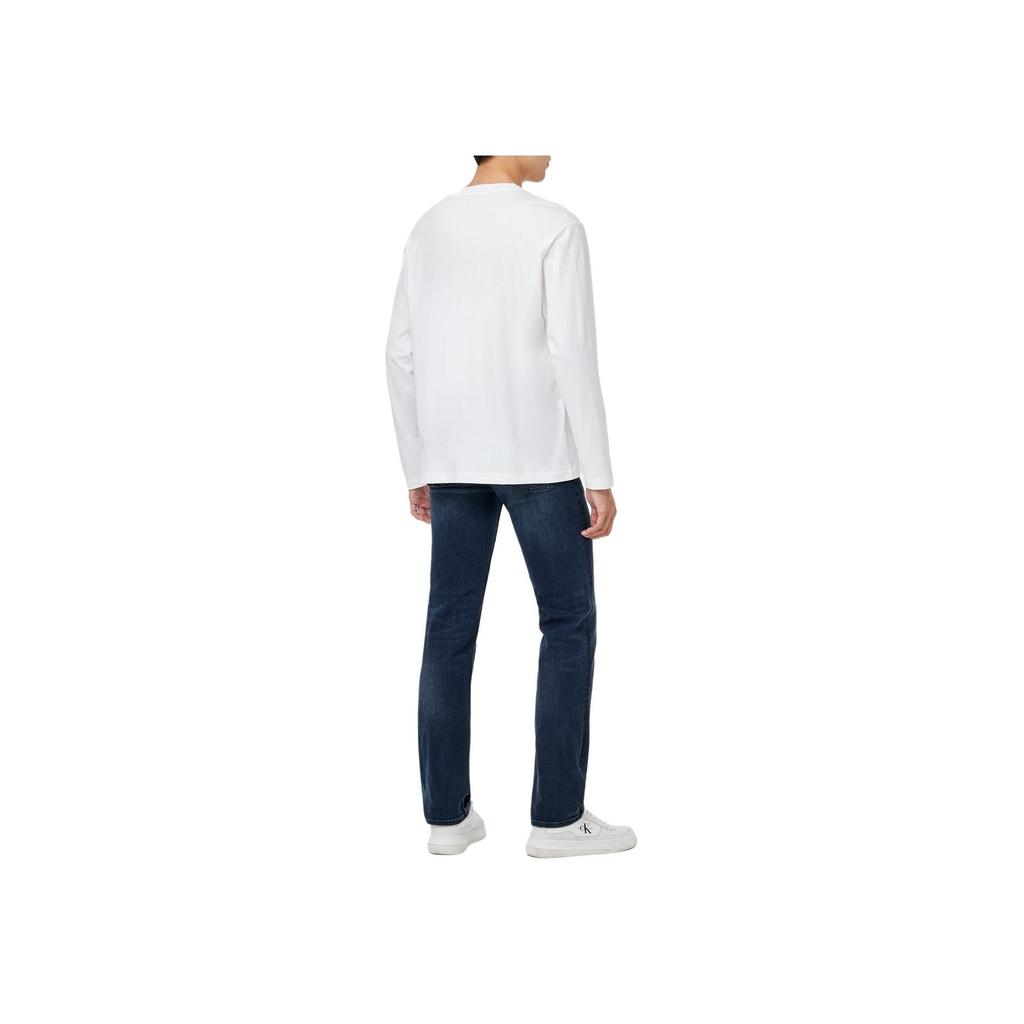 Calvin Klein Jeans Letter Comfortable Casual Loose Fit Round Neck Long Sleeve T-Shirt 2-Pack Unisex Tops Bright-White J400464-YAF