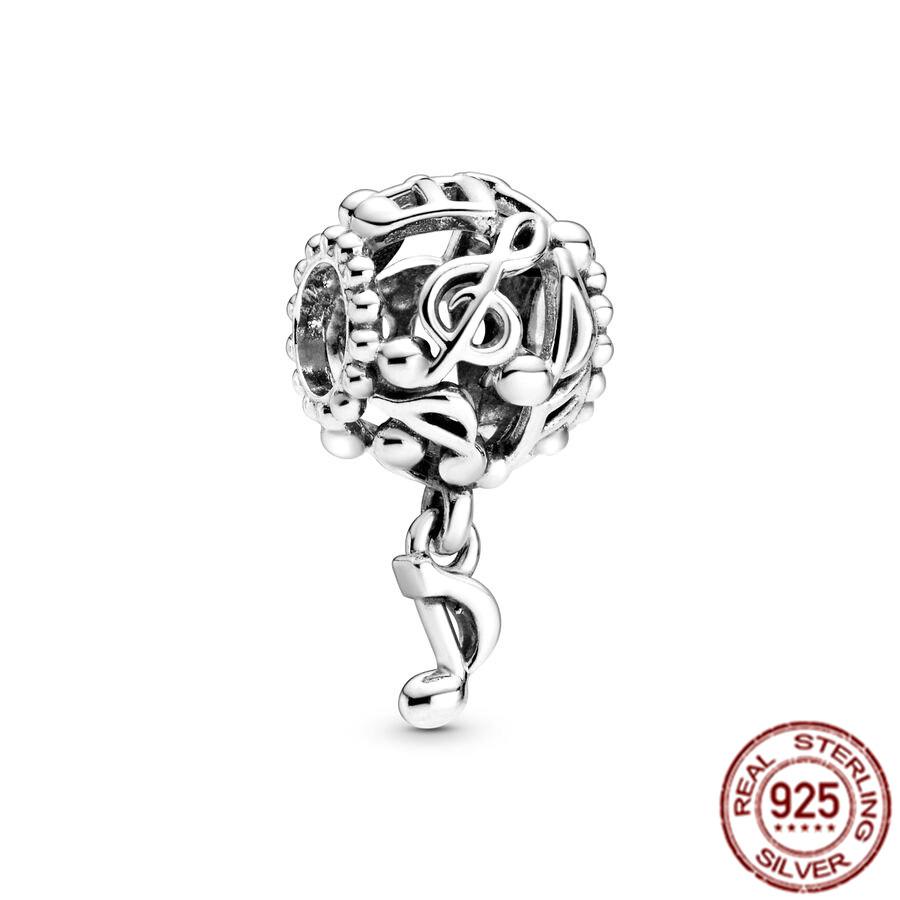 

Лидер продаж, стерлинговое серебро S925, ажурные музыкальные ноты и королевская корона, висячие бусины, подходят для оригинального браслета, сделай сам, ювелирные изделия, подарок