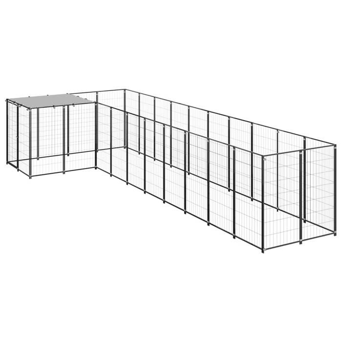 VidaXL Chenil Noir 7,26 m² Acier Enclos pour Chiots Cage Chiens Extérieur 3082237