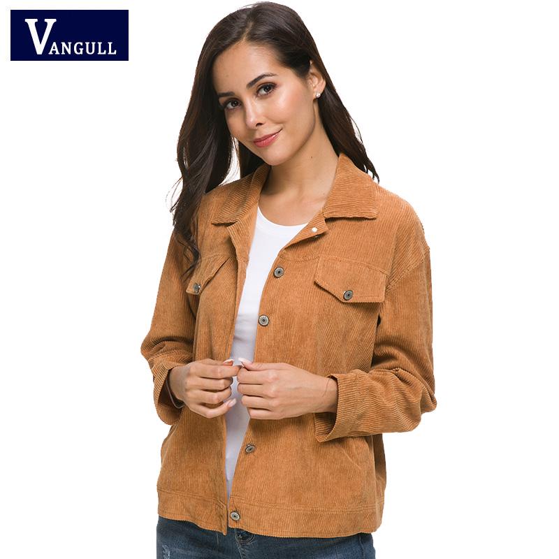 Jarní Ženy Pevné manšestrové svrchní oděvy Jednořadové krátké bundy Široký pas s dlouhým rukávem