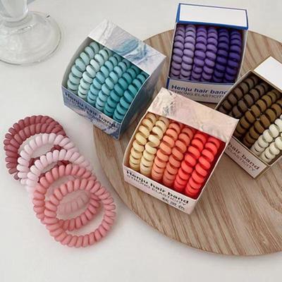 6-teiliges Set mit hochelastischen Haargummis, buntem Haarseil aus Gummi, Telefonleitung, Pferdeschwanz, Haargummi, süßes Mädchen-Haar-Accessoire für Frauen