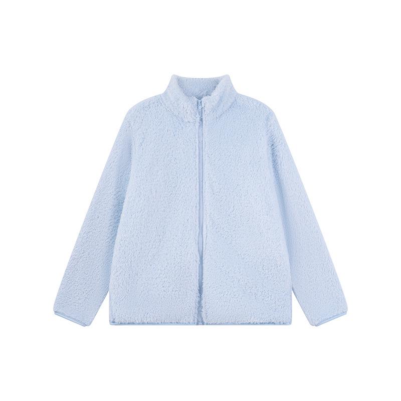 Women's Coral Fleece Stand Collar Zipper Jacket - Double-Sided Plush, Velvet-Enhanced, Thickened Winter Outwear