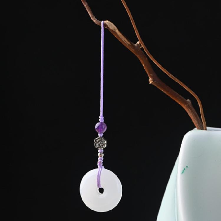 Unique White Jade Buckle Jade Keyrings Charm Vintage Phone Strap Chain Ornament