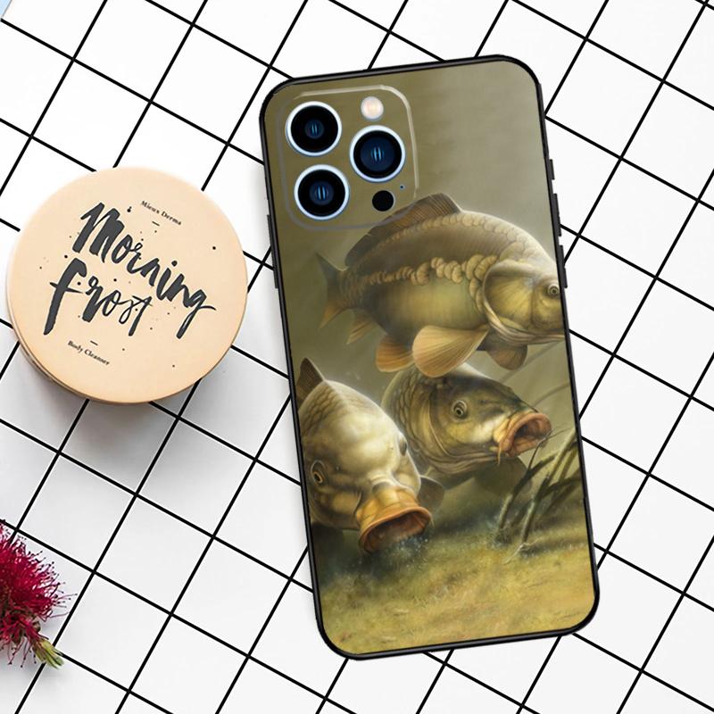 CARP FISHING Case For iPhone 16 15 14 11 12 13 Pro Max Mini X XR XS Max 7 8 16 15 Plus Cover Funda