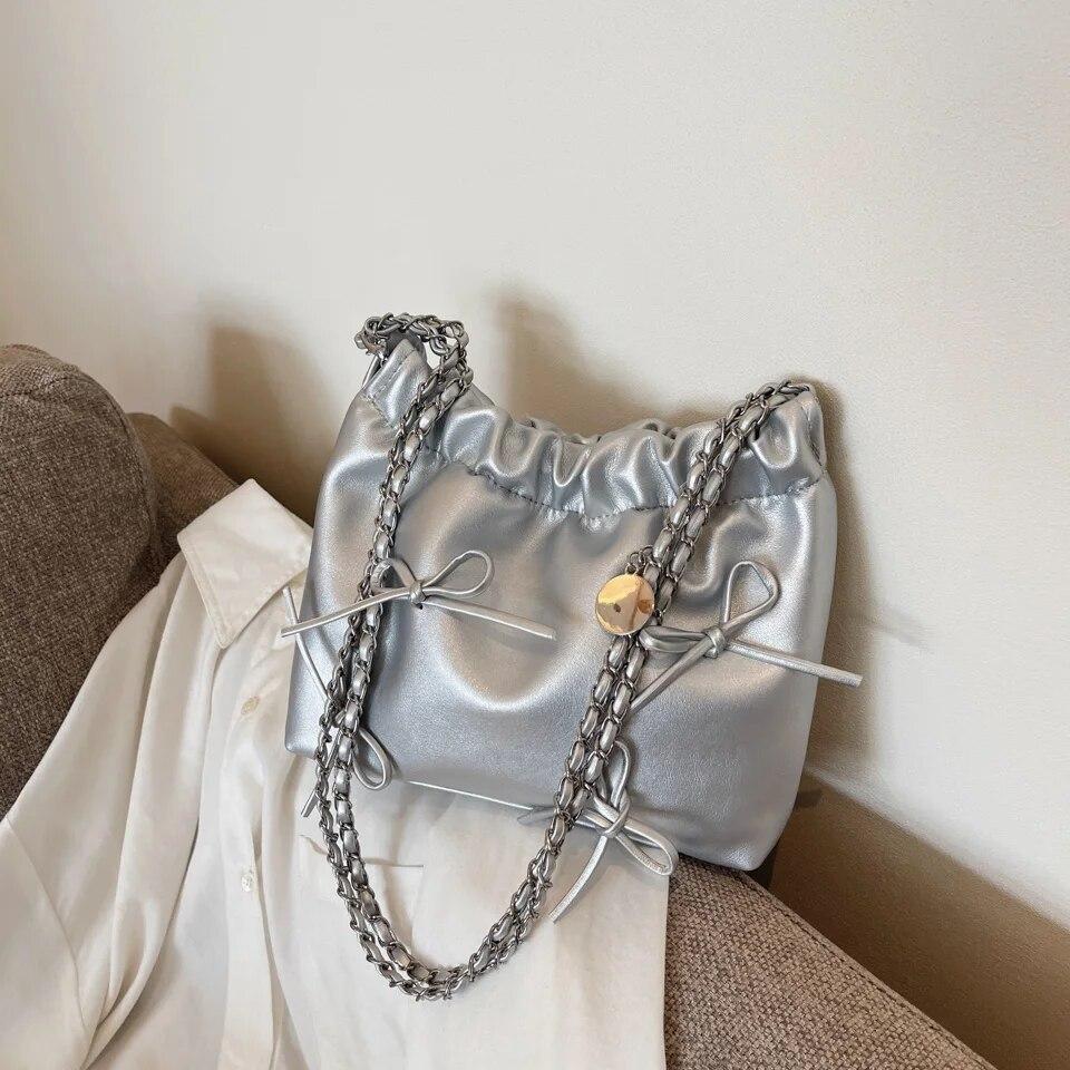 Jednobarevná řetízková kabelka, módní dámská kabelka přes jedno rameno, všestranná crossbody kabelka