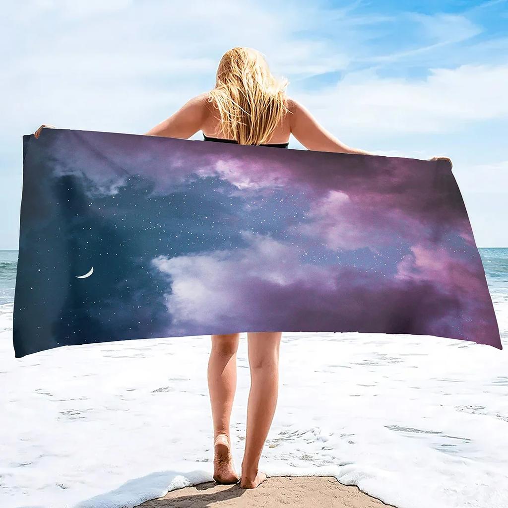 Beach Towel Oversized Travel Beach Towels Blanket Sand Free Quick Dry Absorbent Pool Towels Hawaiian Beach Bath Towel Pink Sky