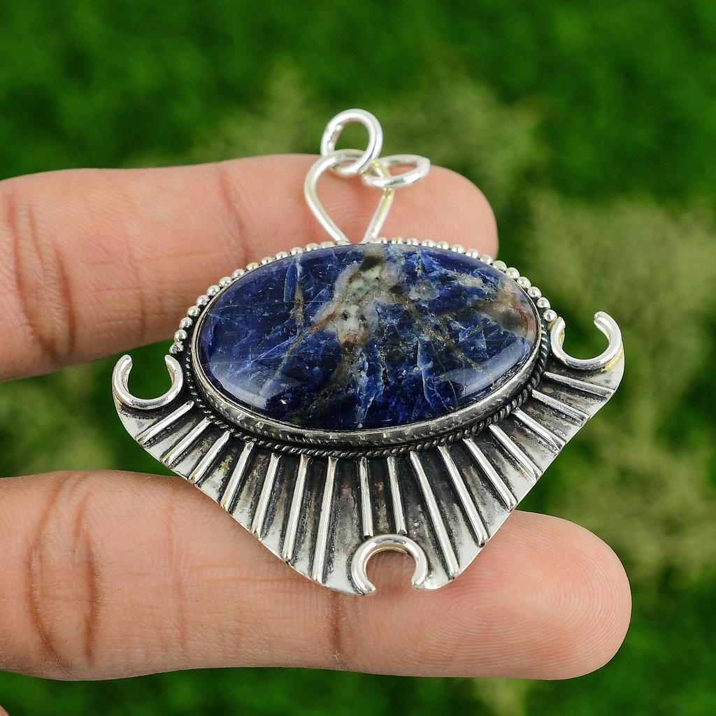 Daughters Day Deal Sterling Silver Sodalite Gemstone Artisan Sister New Pendant
