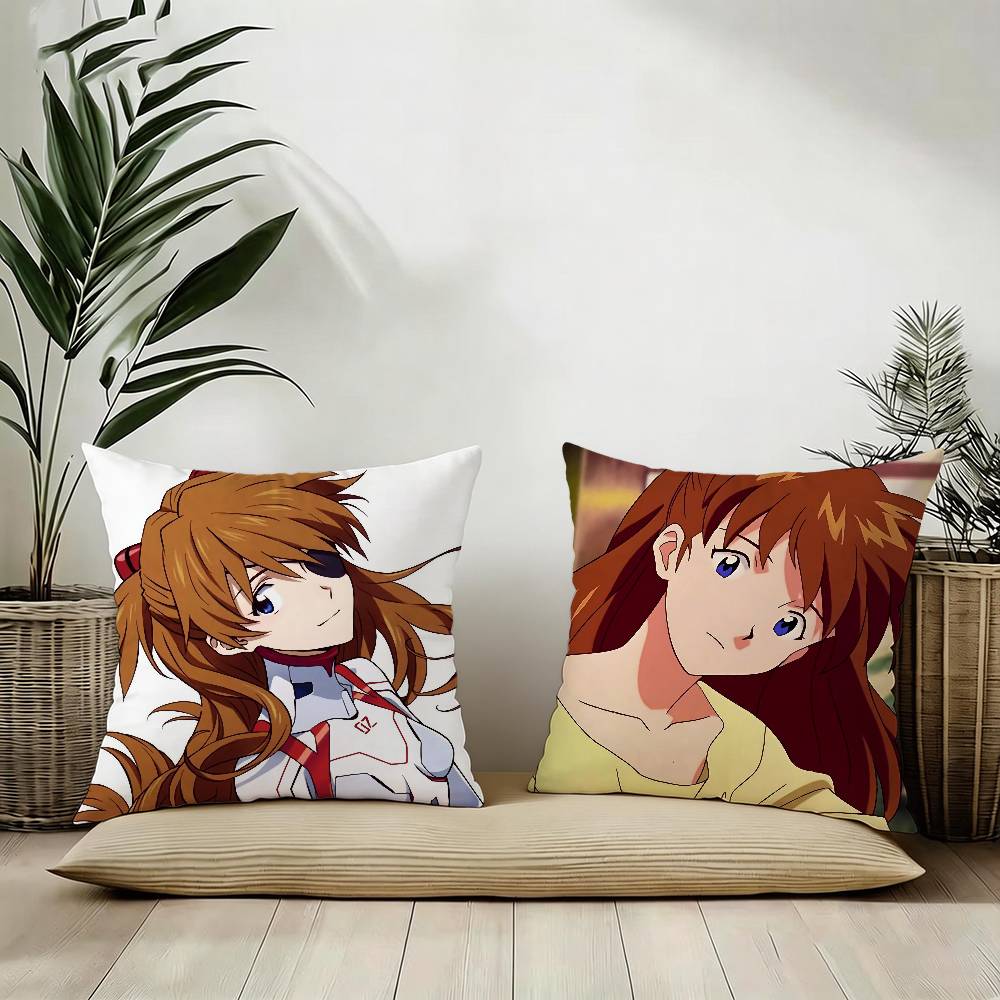 Asuka Langley Soryu Asuka Anime Girl Pillow Case Pattern Printed Pillowcase For Living Room Sofa Cushion Cover