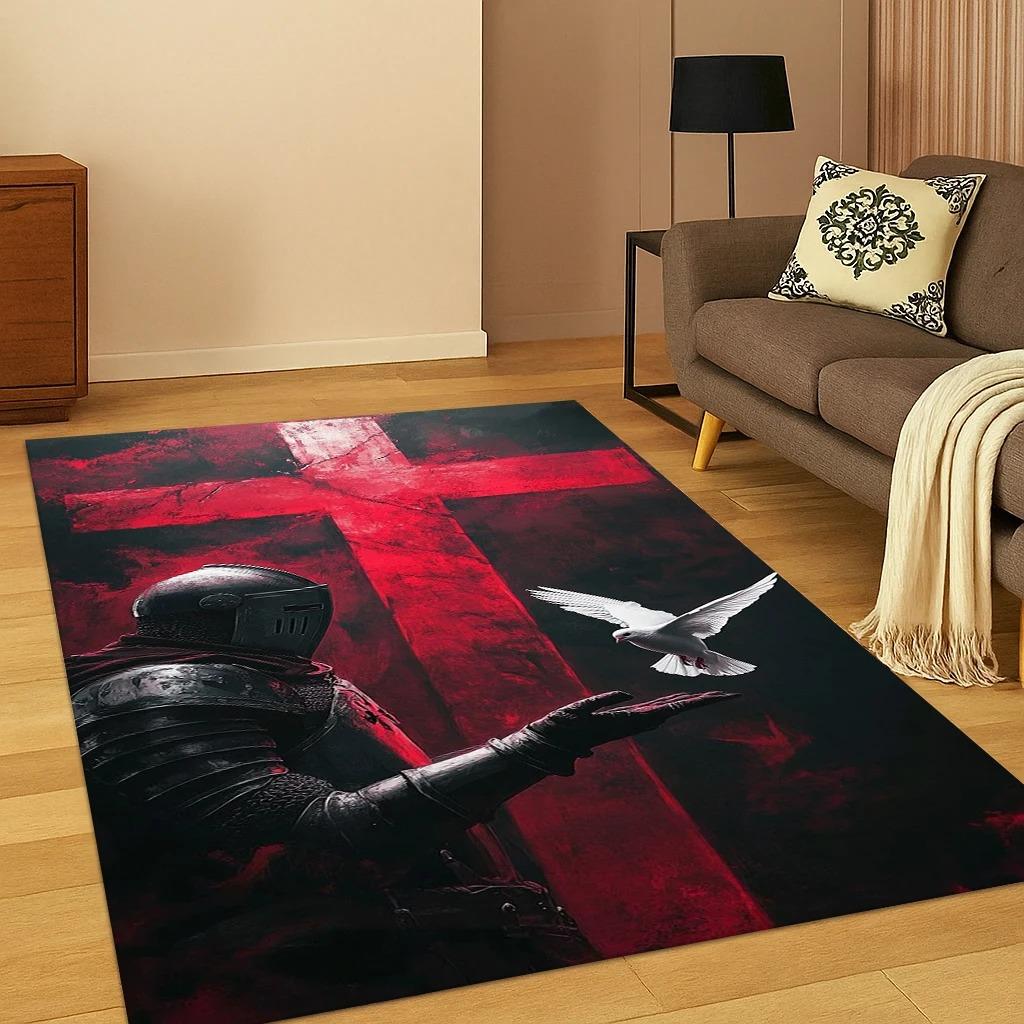 Crusaders Templar Black Knight Carpet Rug Mat for Home Bedroom Living Room Sofa Doormat Kitchen Decor Living Room Decoration