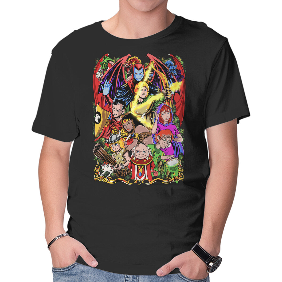 Unisex Crew Neck T-Shirt D&D Graphic Short Sleeve Casual Tee XXXXL