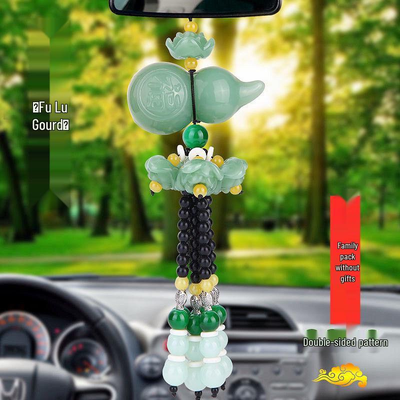 Tang Carved Rearview Mirror Ornaments - Chinese-Style Car Interior Decoration for Safe Travels
