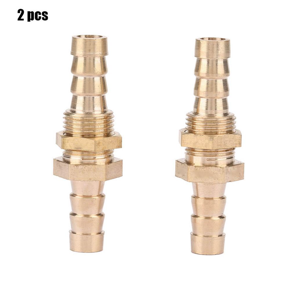 2 Pcs Hose Barb Brass Bulkhead Pipe Fitting Coupler Connector Adapter  6mm