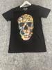 Off Prize Shirt Mens Large Skull Print Floral Tee Black Slim Fit Cotton N105