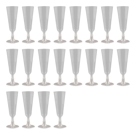 20/40Pcs Disposable Champagne Glasses 150ml Clear Plastic Flutes Stemmed Wine Glasses for Weddings Parties Lightweight Shatterproof Party Cups