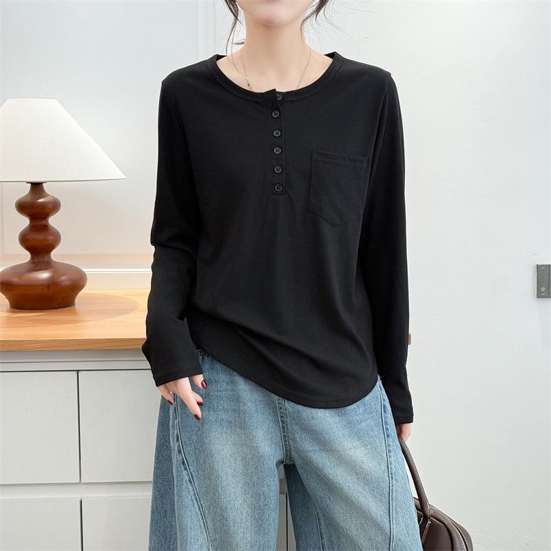 

2026 Spring Women s Plus Size Snowflake Cotton Long Sleeve Round Neck Casual Top 4XL чорний