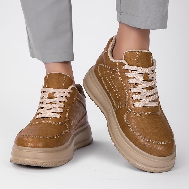 Lift Sneakers Leather Elevator Shoes Men Height Increase Insoles 6cm Women Plus Size 36-46