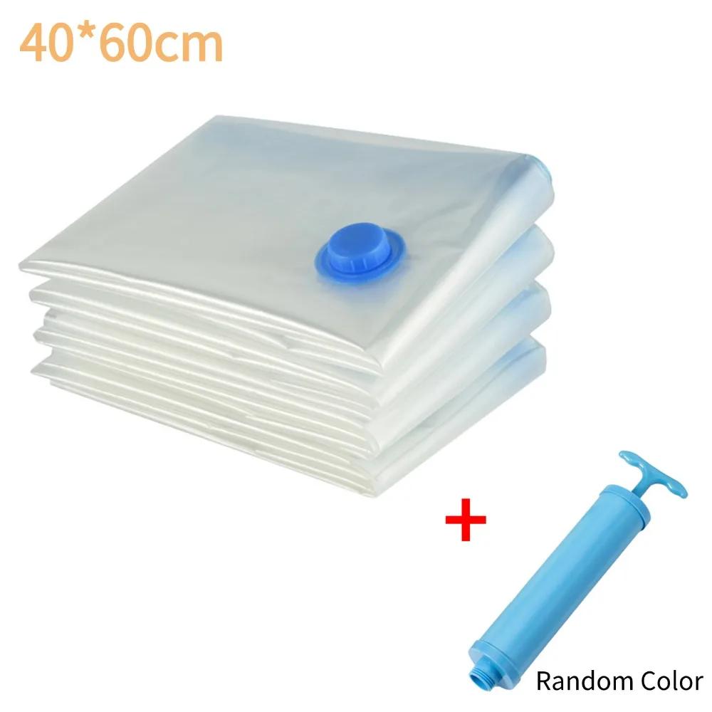 6Pcs Vacuum Storage Bags with Pump Transparent Folding Compressed Space Saving Vacuum Bag for Clothes Large Travel Container