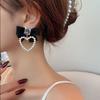 Accessories For Women Retro Rhinestone Bow Earrings For Women Big Black Bowknot Heart Shaped Drop Earring Party Jewelry Gifts
