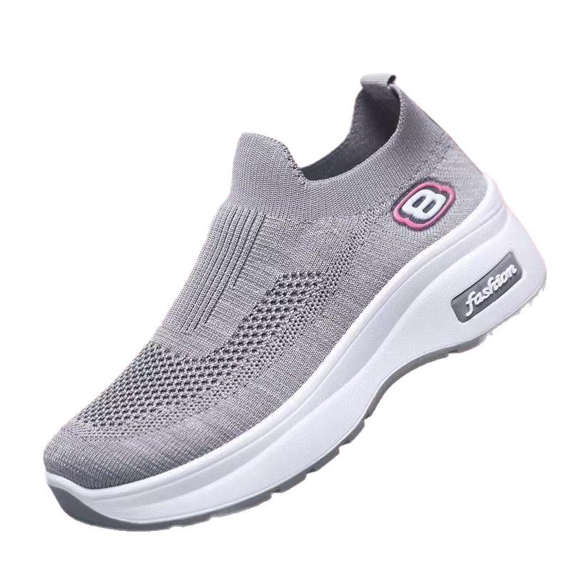 soft-soled shoes breathable fly-woven shoes platform-soled sports shoes casual shoes versatile height-increasing shoes