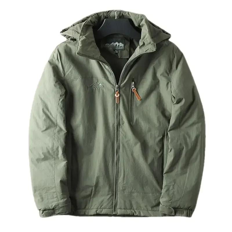 

Men s Outdoor Plush and Thickened Warm Jacket Classic Technology High-density Windproof and Waterproof Work Suit Assault Jacket 5XL зелёный
