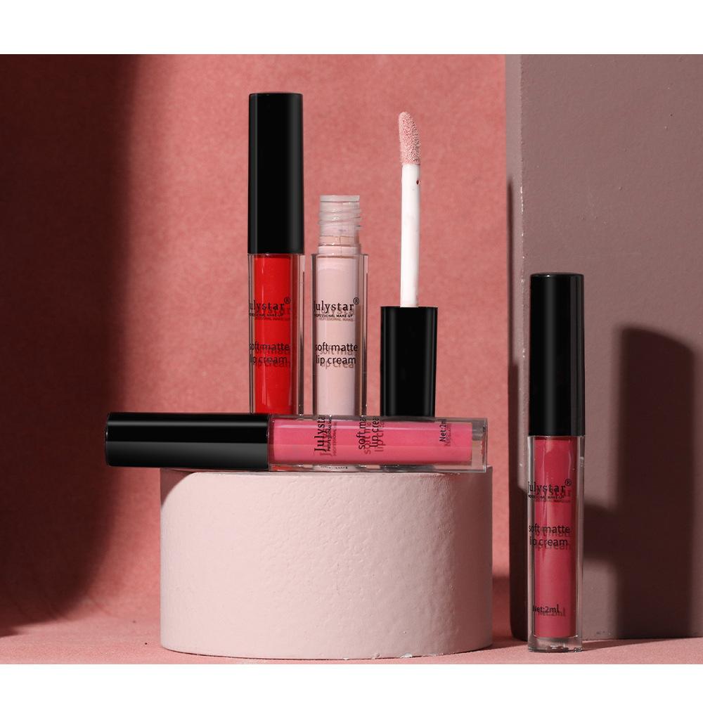 Julystar Is Not Easy To Fade and Not Easy To Stick To The Cup Matte Lip Glaze European and American Lip and Cheek Dual-purpose Lip Gloss